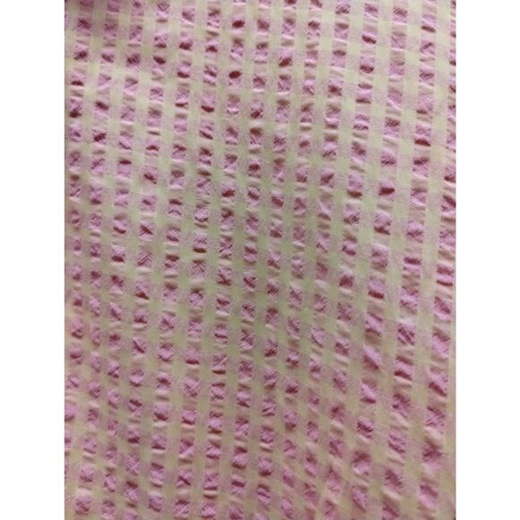 Ulla Popken Size 24/26 Button Up Long Sleeve Orange Pink Grid Seersucker Shirt - Picture 2 of 6